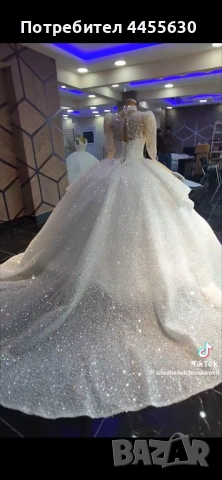 Луксозна булчинска рокля с перли и камъни – принцеса модел, снимка 4 - Рокли - 53962337