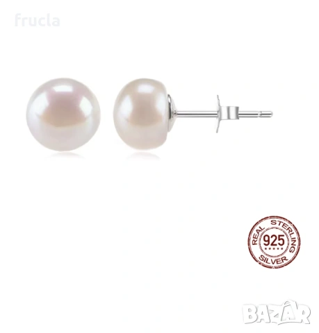Класически Обеци Перли Сребро, снимка 3 - Обеци - 53957060