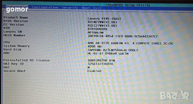Lenovo V145-15AST 15.6″ Full HD, AMD A4, 4GB RAM, 256GB SSD, DVD-RW, снимка 10 - Лаптопи за работа - 55466010