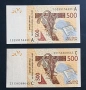 Западно Африкански Щати. 500 франка.Буква А и С . 2012 година. UNC. Цена за 1 бр., снимка 1