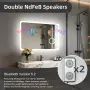 LUVODI Огледало за баня с LED осветление: 800x600 мм стенно огледало с Bluetooth, снимка 3