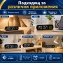 Електронен настолен LED часовник с термометър аларма постоянно светещ на ток USB за дома офиса нов, снимка 7