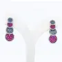 Сребърни обеци с натурални Hot Pink Сапфири и Teal Сапфири със сертификат , снимка 1