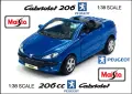 Peugeot 206 CC Cabrio Maisto - Мащаб 1:38, снимка 1