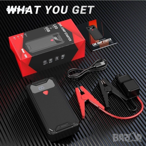 6000A Стартер Jumpstarter, Джъмпстартер за автомобил 12V с LED фенер, USB изход, снимка 7 - Аксесоари и консумативи - 54894391