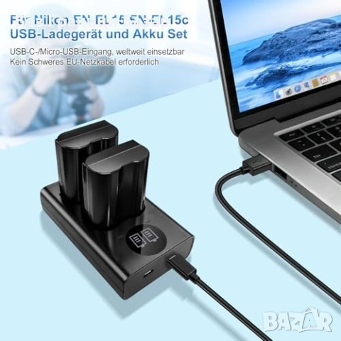 Нови 2 броя EN-EL15c Батерии + Dual USB Зарядно за Nikon Z6 III Z5 D750, снимка 8 - Батерии, зарядни - 54103874