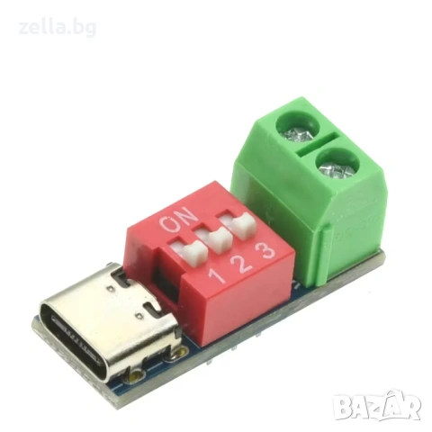 Комплект от 2 броя USB Type-C PD QC 100W тригер модула с DIP превключвател – 5V–20V 10471, снимка 9 - Друга електроника - 54703810