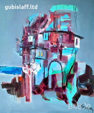 Картина "Рибарско селище", худ. Ж. Кожухаров, 2020 г., снимка 2 - Картини - 54419686