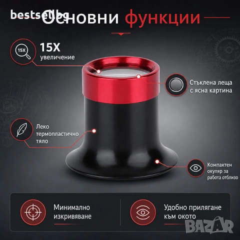 Мощна увеличителна лупа голямо увеличение 15X злато часовници бижута, снимка 5 - Други инструменти - 35890456
