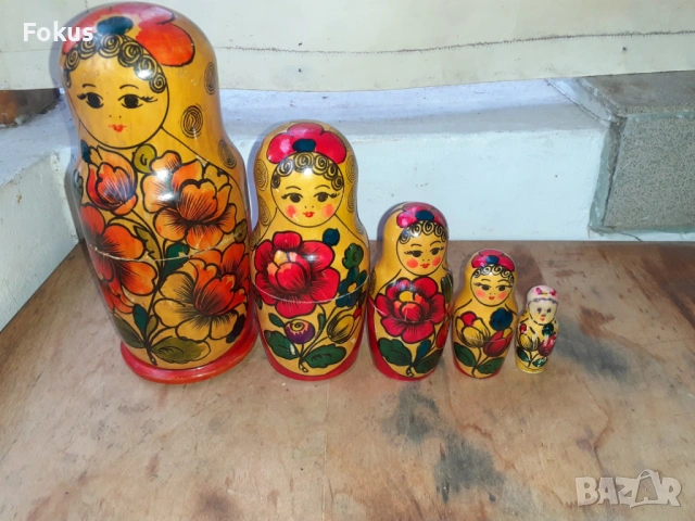 Матрьошка стара руска дарвена кукла 5 в 1
