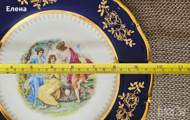 Оригинални кобалтови чинии с трите грации Чешки бохемски порцелан Карлсбад, Карлови Вари, снимка 12 - Антикварни и старинни предмети - 54541993