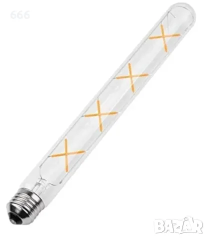 T300 Винтидж LED крушка с нажежаема жичка: 8W, дълга тръбна конструкция, цокъл E27, снимка 4 - Крушки - 55431255
