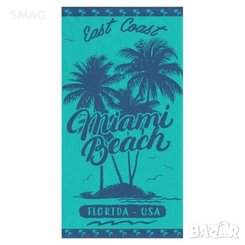 Плажна кърпа памучна тюркоаз "Miami Beach" 150x75cm_1203275