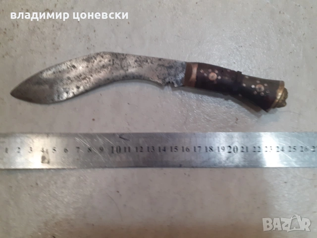 Старо,малко,много красиво кукри с дръжка от биволски рог,нож,кама,кинжал, снимка 2 - Антикварни и старинни предмети - 54801919