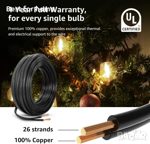 Lepro S14 Външни гирлянди - 15 метра с 15 нечупливи LED крушки Edison, водоустойчиви, снимка 5 - Външни лампи - 55422507