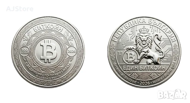 Български Биткойн монета / Bitcoin ( BTC ) - Silver