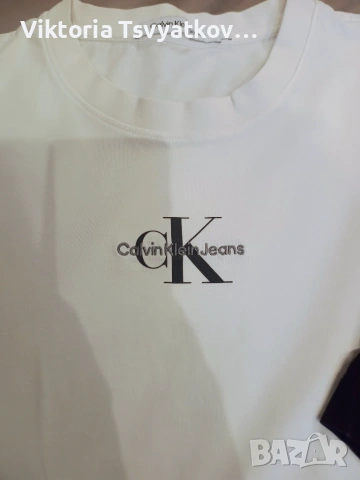 2 тениски Calvin Klein Jeans - Monologo, Slim Fit (черна и бяла), снимка 3 - Тениски - 55211959