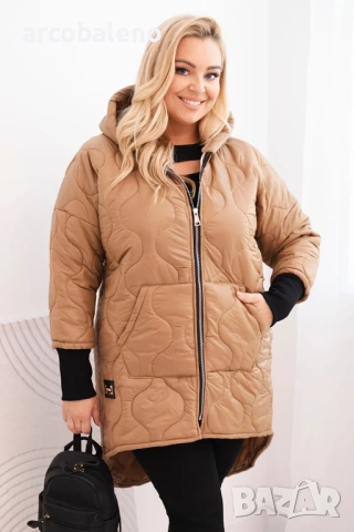 Дамско преходно яке Plus Size, ватирано с качулка, 8цвята , снимка 2 - Якета - 52951106
