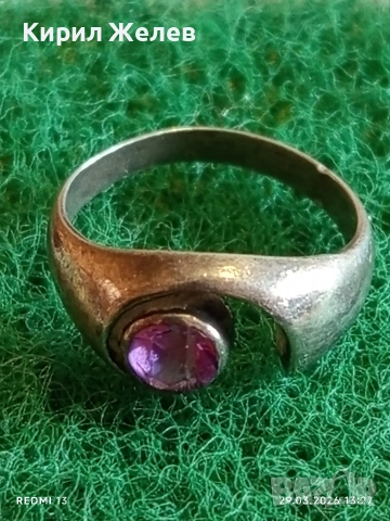 Сребърен пръстен синтетичен РУБИН майсторска ръчна изработка 54170, снимка 4 - Пръстени - 54013978