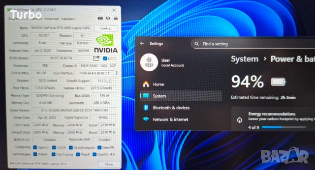 165Hz MSI Pulse Core i9-13900H/RTX 4060 140W 8GB GDDR6/16GB DDR5/1TB, снимка 10 - Лаптопи за игри - 54208673