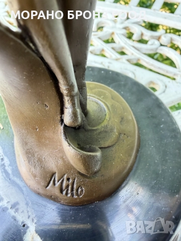 Луксозна масивна бронзова статуетка на балерина (Milo) – Истински бронз и мрамор, 1.6 кг, снимка 4 - Антикварни и старинни предмети - 55570951