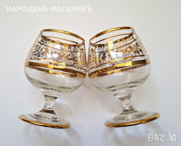 Нов немски златен сервиз чаши за ракия и аперитив – 6 броя, снимка 3 - Други ценни предмети - 54220190