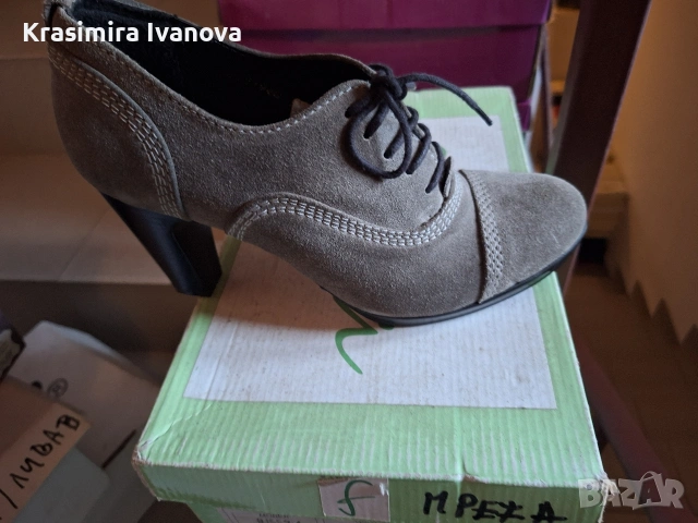 нови обувки естествен велур цвят сив, снимка 2 - Дамски ежедневни обувки - 54209392