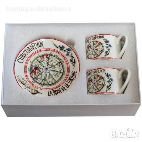 Комплект 2 порцеланови чаши с чинийки „La Roue de la Fortune" – Луксозен подарък