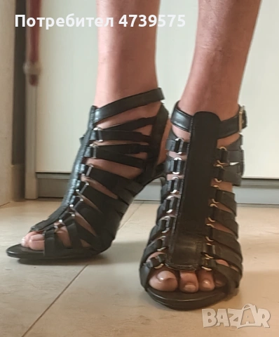 Сандали естествена кожа на висок ток, снимка 5 - Сандали - 54048470