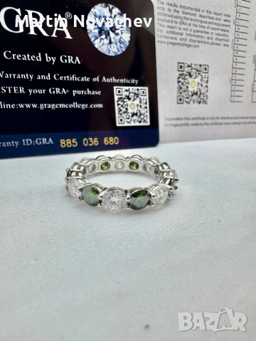 Сребърен пръстен с мойсанит (Диамант) 7.5 карата, снимка 5 - Пръстени - 54091856