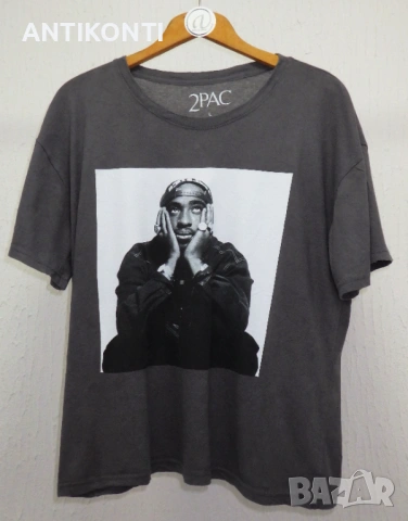 2Pac Сива Тениска / Оригинален мърч, снимка 3 - Тениски - 54566327