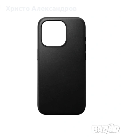 Гръб Nomad за iPhone 15 Pro, Modern Leather Case, Черен