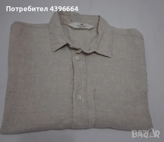 Бежева ленена риза за момче на H&M 170размер