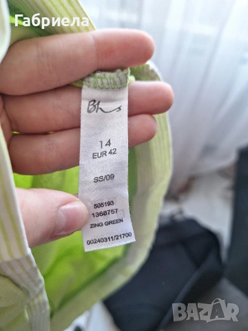 Свежа светлозелена блуза Bhs с декоративни копчета (Размер L / EUR 42), снимка 3 - Тениски - 54917564