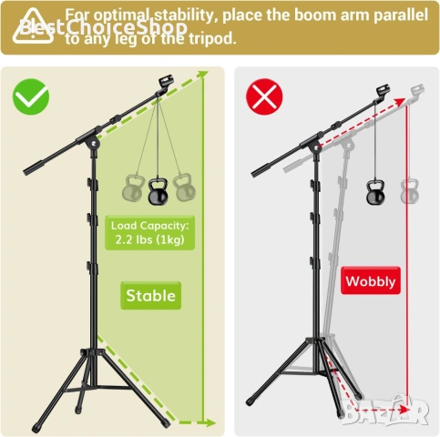 Стойка за микрофон TONOR с държач за таблет, статив за пода, регулируема височина и ъгъл, снимка 6 - Микрофони - 54184514