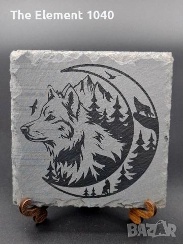 Квадратни каменни подложки от естествен шистов камък (Slate Coasters) – 10х10 см , снимка 4 - Други - 55048252