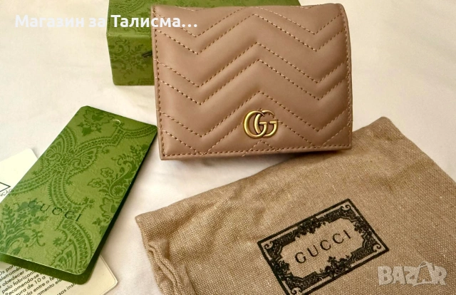 Дамски портфейл Gucci естествена кожа пълен комплект