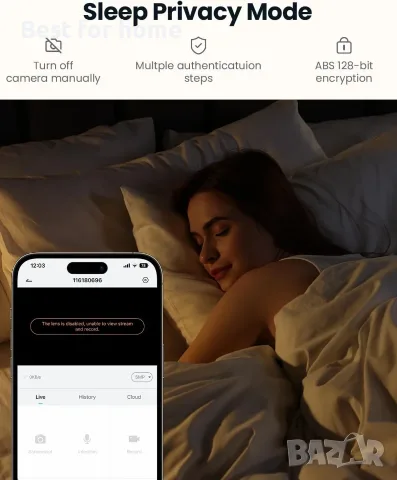 ieGeek 2.4g/5g WiFi охранителна камера за вътрешен монтаж, 5MP кабелна CCTV IR камера, SD карта, снимка 7 - IP камери - 55557247