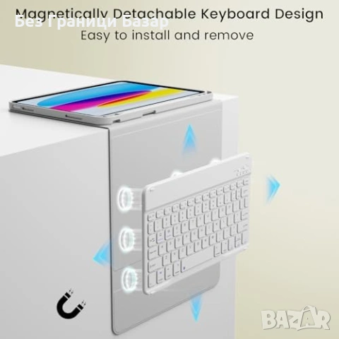 Нов Калъф клавиатура за iPad Air 11 M4 M3 M2 2026 2025 2024 с Pencil държач кейс таблет Айпад, снимка 3 - Друга електроника - 55151132
