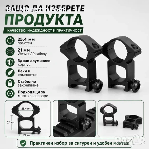Комплект от две стойки R7 за монтаж на оптика фенер или лазер върху оръжие ловна пушка въздушна, снимка 6 - Оборудване и аксесоари за оръжия - 51091459