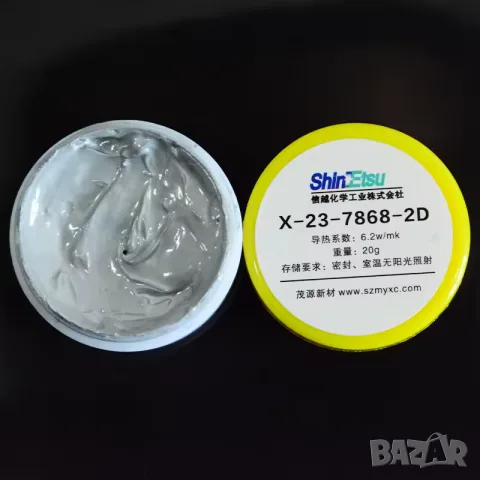(Japan) Shin-Etsu X-23-7868-2D 6.2 W/m·K термо паста процесор, ултра ниско термично съпротивление , снимка 7 - Други - 55415590