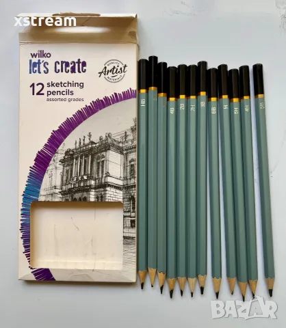 12 Derwent Academy Sketching Дервент Професионални графични моливи +Подарък, снимка 7 - Ученически пособия, канцеларски материали - 55421102