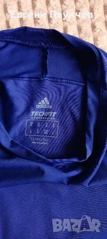 Adidas techfit размер М компресираща мъжка спортна тънка фланелка синя, снимка 3 - Тениски - 55421856