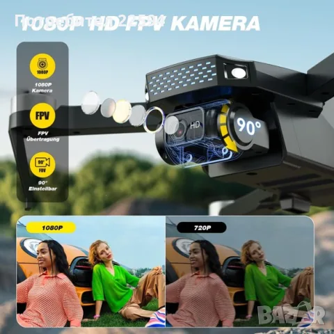 Дрон DEERC D20S 1080P  с  камера , сгъваем FPV предаване, снимка 5 - Дронове и аксесоари - 55382809