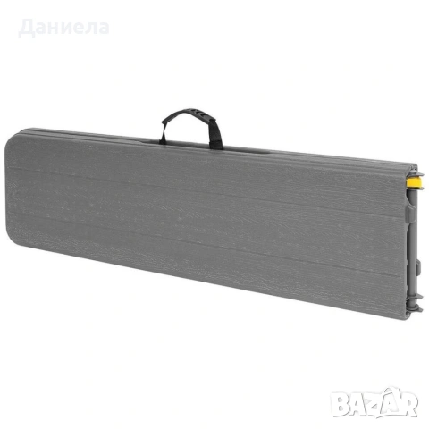 Сгъваема кетъринг и градинска пейка 183x28x43 см, до 200 кг, тъмносива, дървесен ефект, снимка 8 - Градински мебели, декорация  - 54767548
