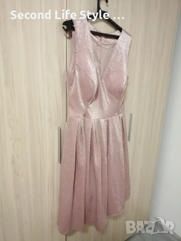 Дамска блестяща рокля в розов цвят Fervente р-р L, снимка 12 - Рокли - 53978172