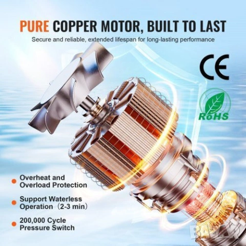 Диафрагмена помпа Vevor 12V 3.5GPM 13.25L/мин с пресостат, снимка 4 - Други - 54962691