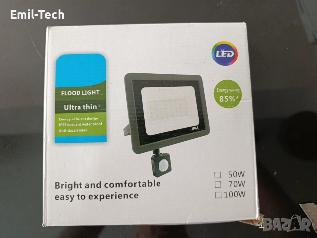 LED прожектор ICRGB 50W със сензор за движение и дистанционно, снимка 7 - Прожектори - 55014856