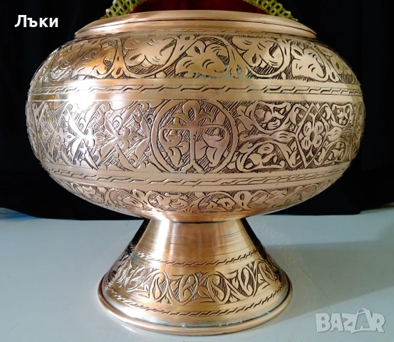 Персийска медна фруктиера,меден съд Isfahan,1.2 кг,5 л. , снимка 8 - Антикварни и старинни предмети - 55104582