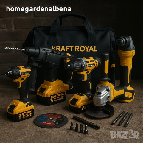 Професионален Акумулаторен Комплект 4 в 1 | 36V | Перфоратор, Ъглошлайф, Гайковерт и Винтоверт, снимка 3 - Ъглошлайфи - 54211554